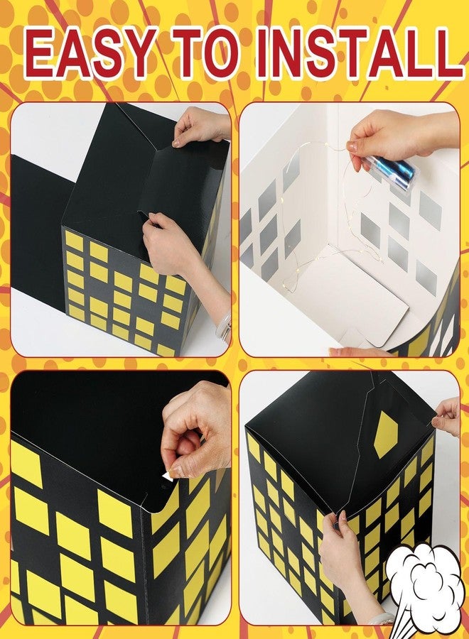 Weekgrat 6 Pcs Large Hero Party Favor Boxes with 11 Inch Skyscraper City Gift Large Hero Theme Candy Treat Boxes Skyline Buildings Centerpiece for Birthday Party Decoration Supplies - Image 3